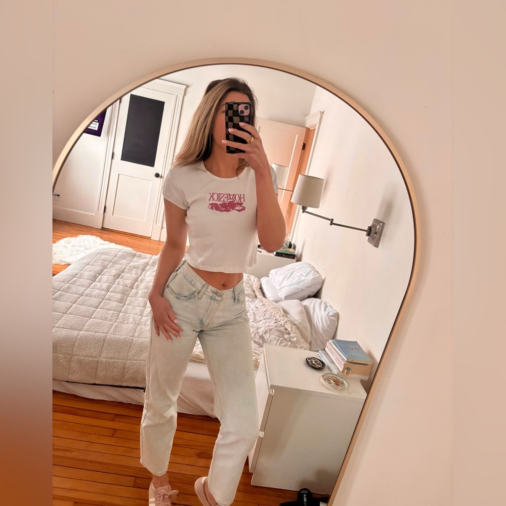 Y2K Los Angeles Apparel HOMESICK babydoll ribbed cropped tee XL (but fits small)